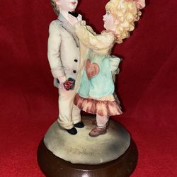 8 Inch Painted Alabaster Boy & Girl Figurine Imported From Greece