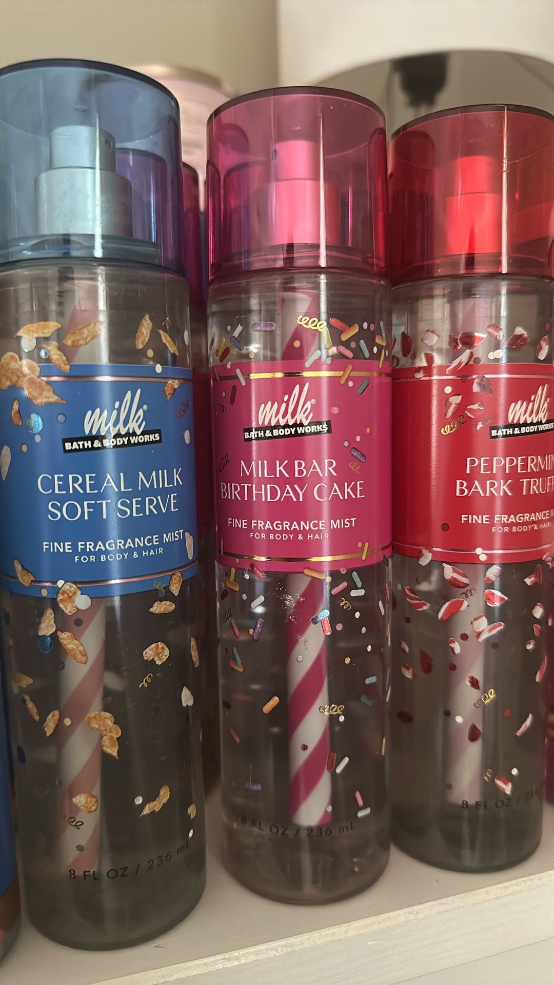 Milk, Bath & body Works fragrance mist