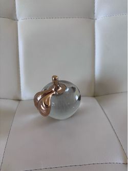 Decorative Glass Apple Paperweight / Home Decor Accent – Rose Gold Stem
