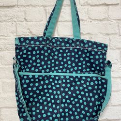 Thirty-One Navy Lots Of Dots Fold Over Retro Metro Bag