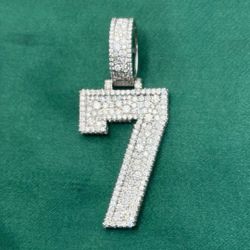 NUMBER 7 VVS D Moissanite Sterling Silver Pendant 