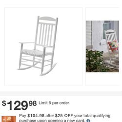 Hampton bay Wood Rocking Chair (white)