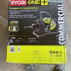 Ryobi One 50 Ft 18v Hybrid Drain Auger Kit. New