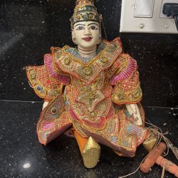 Burmese Asian puppet marionette carved wood