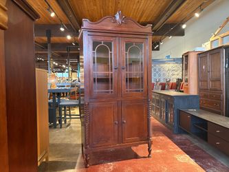 Vintage China Cabinet with Glass Paneled Doors