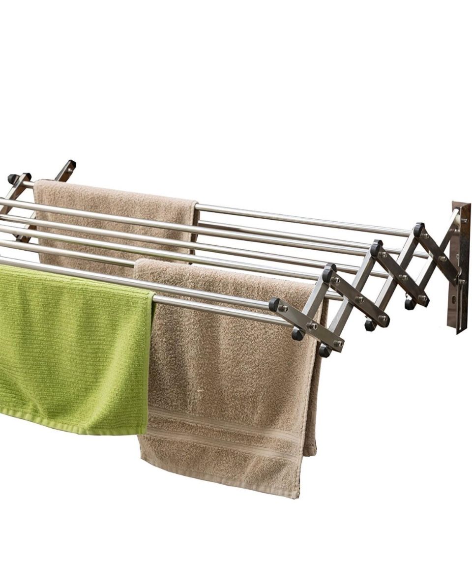 Racks Stainless Steel Wall Mounted Collapsible Laundry Clothes Drying Rack 60 Pound Capacity 22.5 Linear Ft Retails: $120
