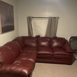 Red leather couch 