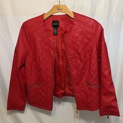 Lane Bryant Red zip up Faux Leather Jacket size 14/16