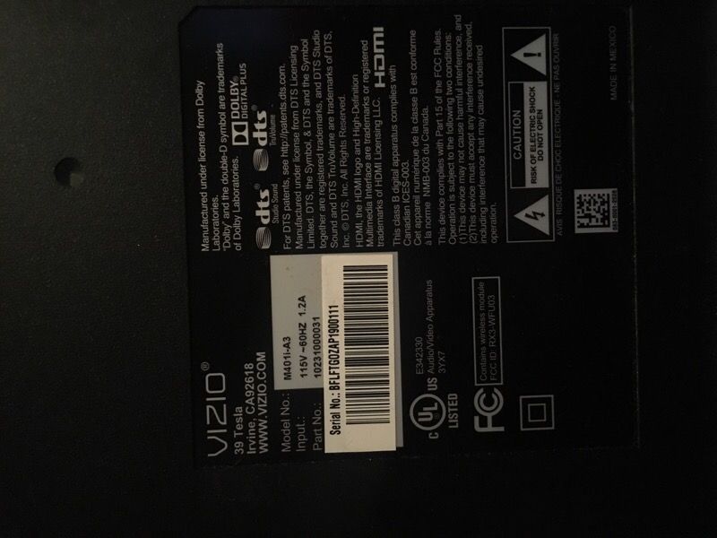(Cracked LCD) Vizio smart tv