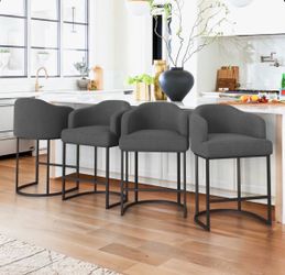 4X Carbon Gray 27” fabric barstools