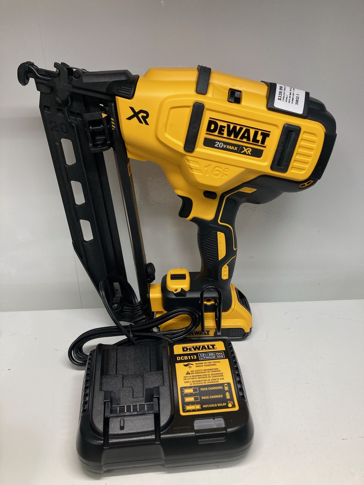 DEWALT DCN660 20V MAX 16-Gauge Cordless Angled Finish Nailer Kit With 2 Batteries and Charger