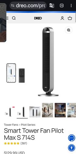 Dreo Smart Tower Fan Pilot Max S 714S retail $130