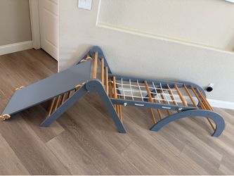 Pikler triangle rock wall/slide rocker