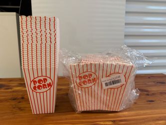 Bulk 124-Pack Vintage Red & White Striped Paper Popcorn Boxes
