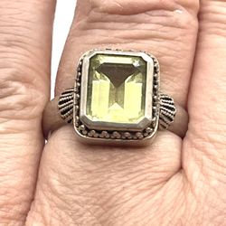 Sterling Citrine Ring Sz 7.75