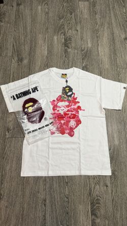 White And Pink Bape T Short Size Medium