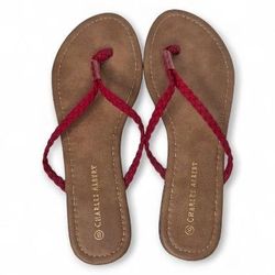 Charles Albert Red Braided Leather Thong Summer Flip Flops 
Ladies Size 8 M