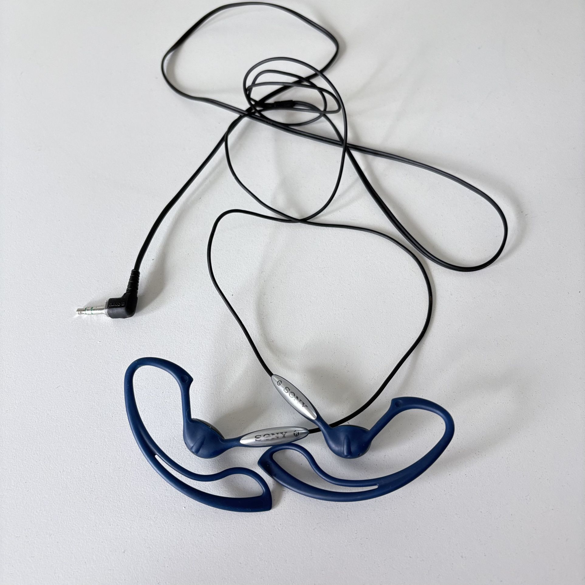 Vintage SONY MDR-j10 Sports Ear Hook Headphones Blue - Working Great