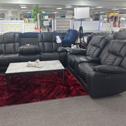 Deal Alert🚨Gorgeous Black Power Reclining Sofa&Loveseat Available $1699