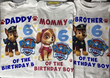 Paw Patrol personalized birthday shirts / Camisas personalizadas para cumpleaños