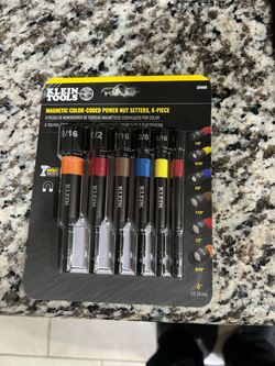 Klein Tools 6-Piece Magnetic Color-Coded Power Nut Setter Set
