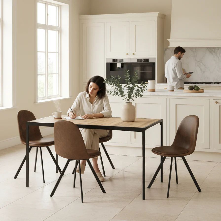 Homy Casa Milliken & Sunflower 47" Dining Set 5 Piece Upholstered Dining Everyday Home (Set of 4)