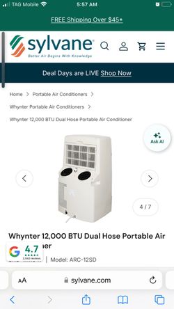 Whynter 12,000 BTU Dual Hose Portable Air Conditioner