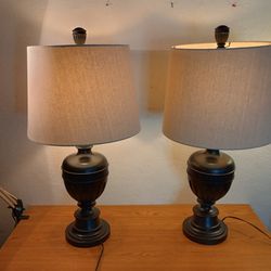 Two Big Beautiful Matching Table Lamps 