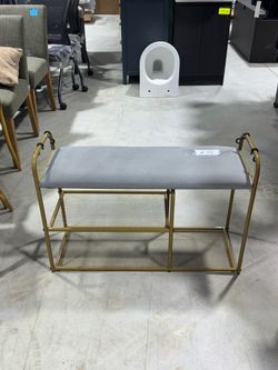 Entryway Bench with Shoe Storage - 2-Tier Metal Shelf