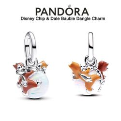 PANDORA Disney Chip & Dale Bauble Dangle Charm w/box