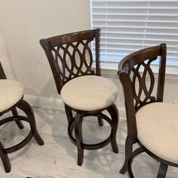 Chairs ( 3 Counter Height Woode Swirl Stools