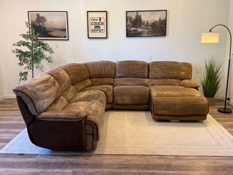 Tan Corduroy recliner sectional couch delivery available