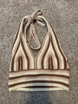 Striped Crocheted Halter Top