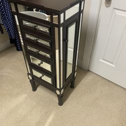 Jewelry Armoire  Black Mirrored 