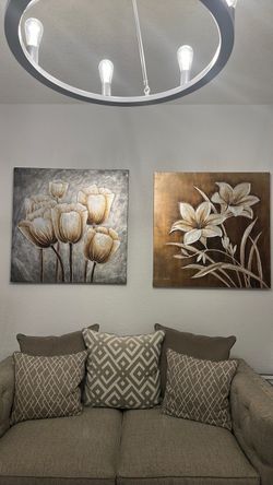 Elegant Matching Floral Wall Art Set – Excellent Condition