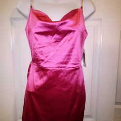 NWT Planet Gold Carmine Rose PG Satin Dress Size Large