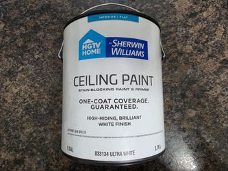 833134 Sherwin-Williams Flat White Ceiling Paint and Primer (1-Gallon)