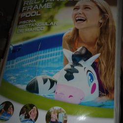 INTEX 14.75 ft. x 7.3 ft. x 33 in. Rectangular Frame Above Ground Swimming Pool, Blue

