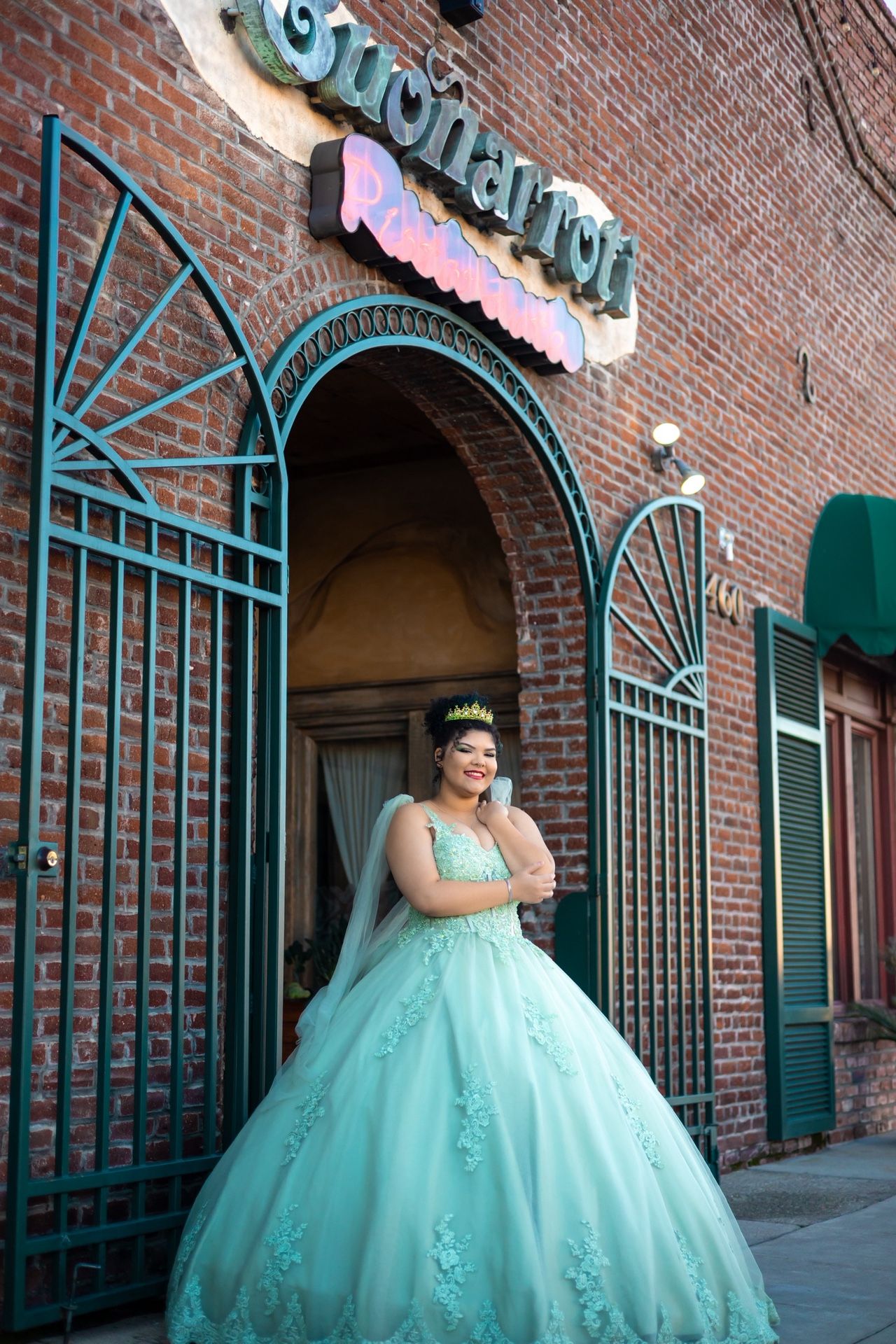 Quinceañera / Sweet 16 Dress With Crinoline, Tiara And Bouquet 