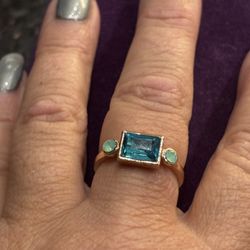 Custom ring with blue and white stones  Size 8