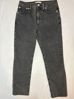 Madewell The Perfect Vintage Jean Petite 27P Washed Black Straight Leg Denim