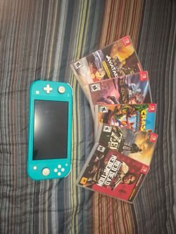 Nintendo switch lite with 5 physical games