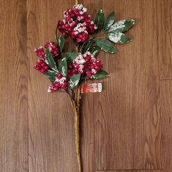 Ashland Flocked Dark Red Foam Cranberry Stem/Unused 