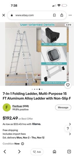 7-in-1 Folding Aluminum Alloy Ladder 15 FT