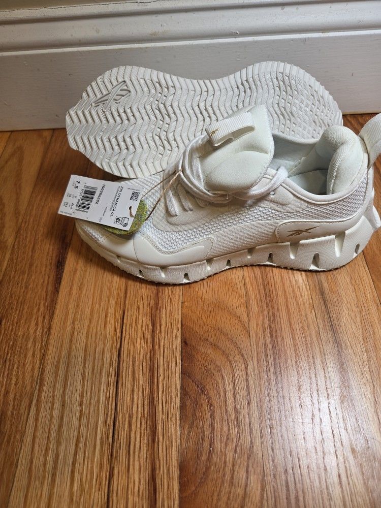 Reebok Women's Zig Dynamica CL Lace Up Running Shoes US 7.5 Chalk White