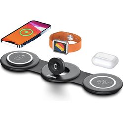 3 in 1 Wireless Charging Station,Hicober Wireless Charger Station for iPhone 14 13 12 Pro Max,Foldable Wireless Charging Station for Multiple Devices 