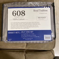 Royal Tradition Bidding By Egyptian Linens 608th Count 100%cotton Splits King Set