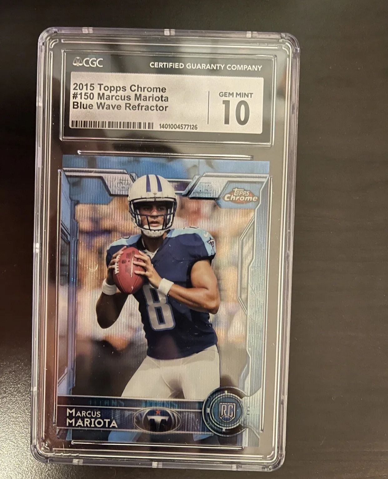 2015 Topps Chrome #150 Marcus Mariota Blue Wave Refractor Rookie Card Titans