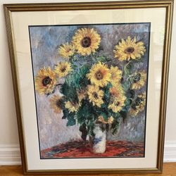Large Monet Print in Modern Gold Frame