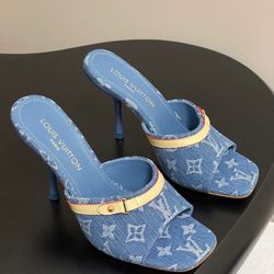 Cool slippers old flower denim slippers